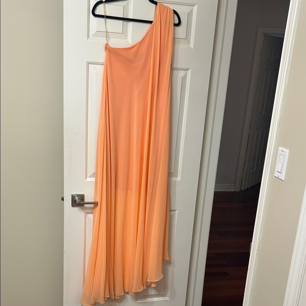 Elegant One-Shoulder Orange Dress
